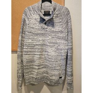 Outpost Makers Sweater Men's Medium Wood Buttons Two Tone Cotton Knit‎ Boho